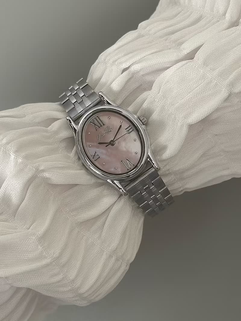 【Ven & Qu】Gem 銀玫瑰粉手錶 – 23×27 mm 不鏽鋼錶殼