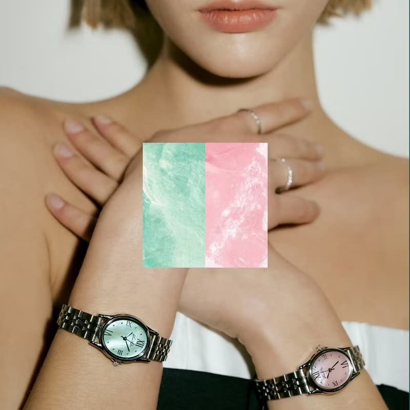 【Ven & Qu】Gem 銀玫瑰粉手錶 – 23×27 mm 不鏽鋼錶殼