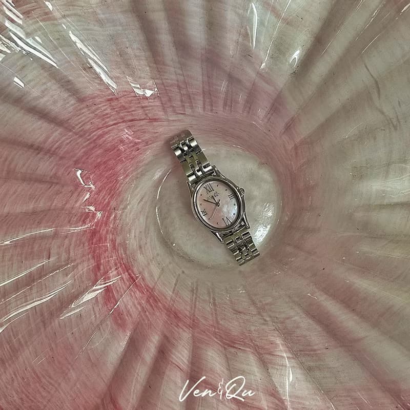 【Ven & Qu】Gem 銀玫瑰粉手錶 – 23×27 mm 不鏽鋼錶殼