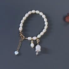 檸檬手作髮飾   天然淡水珍珠白玉鈴蘭手鍊/手環