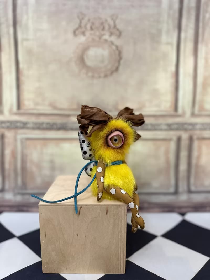 Yellow mini cyclop - doll with wings _ READY TO SHIP!