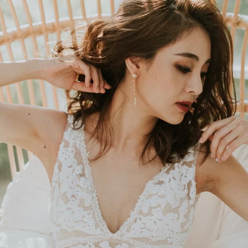 橘色瑪瑙 海女系列 貝殼耳環