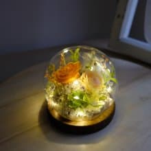 【永生花鍾罩】乾燥花/永生花/鍾罩/禮物/橘色/送禮/夜燈