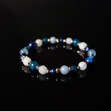 碧藍蒼穹 // 月光石青金石海洋藍寶藍晶石 手鍊 // 溝通表達 療癒