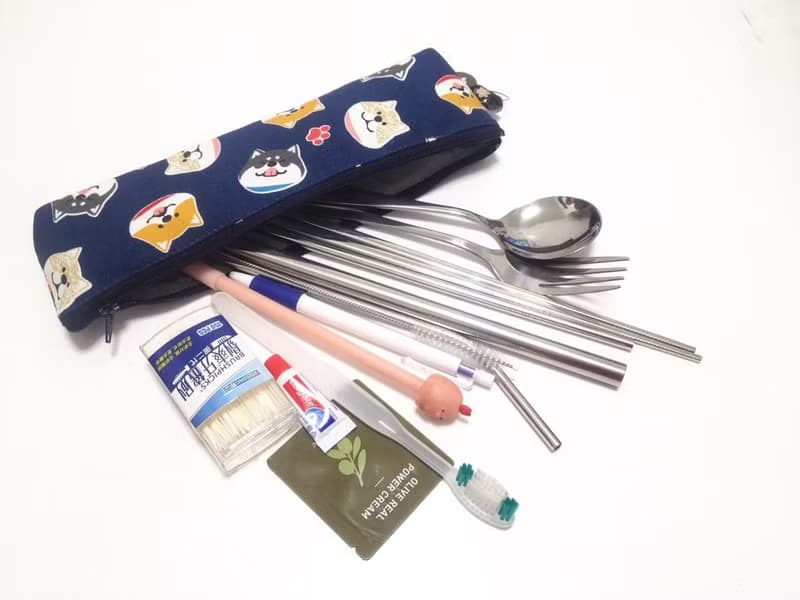 大食怪環保收納袋-大頭柴犬(藍色)