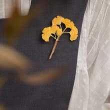 情人節禮物 銀杏葉 蕾絲線繡微鉤胸針 秋意濃自然風胸針