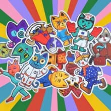 藝術家原創異形貓貓貼紙行李箱貼