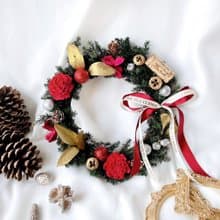 永生聖誕花圈/日本進口永生雪松/花面直徑23公分左右