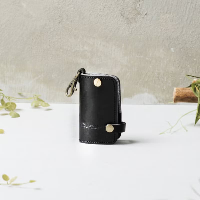 真皮汽車鑰匙包/鑰匙圈/植鞣皮革/素面/多功能/可放停車幣/DG36