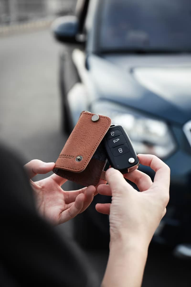 真皮汽車鑰匙包/鑰匙圈/植鞣皮革/素面/多功能/可放停車幣/DG36