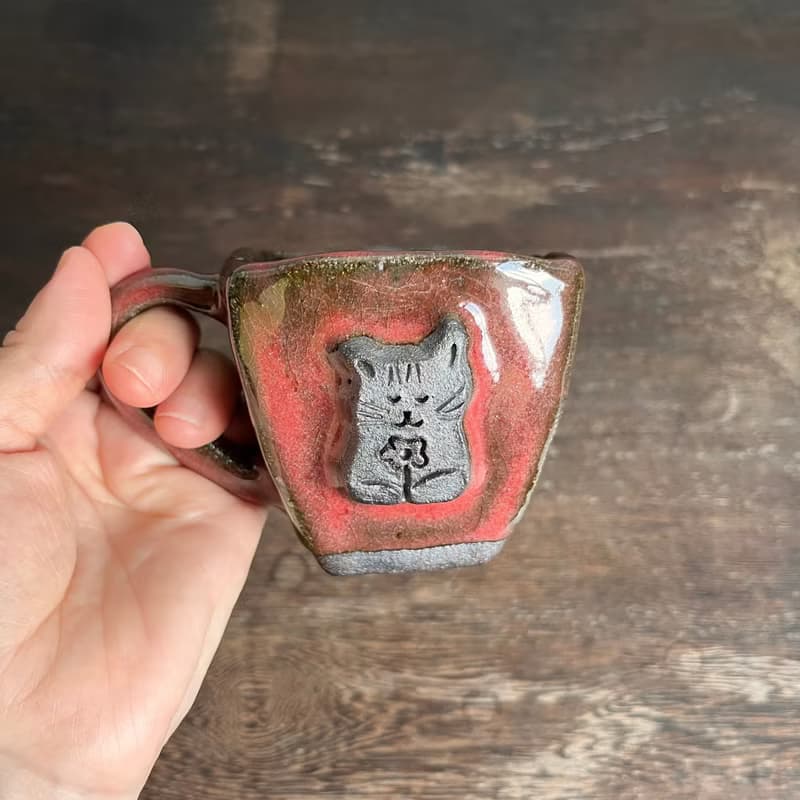 獻花的貓貓 / 咖啡杯 / 陶