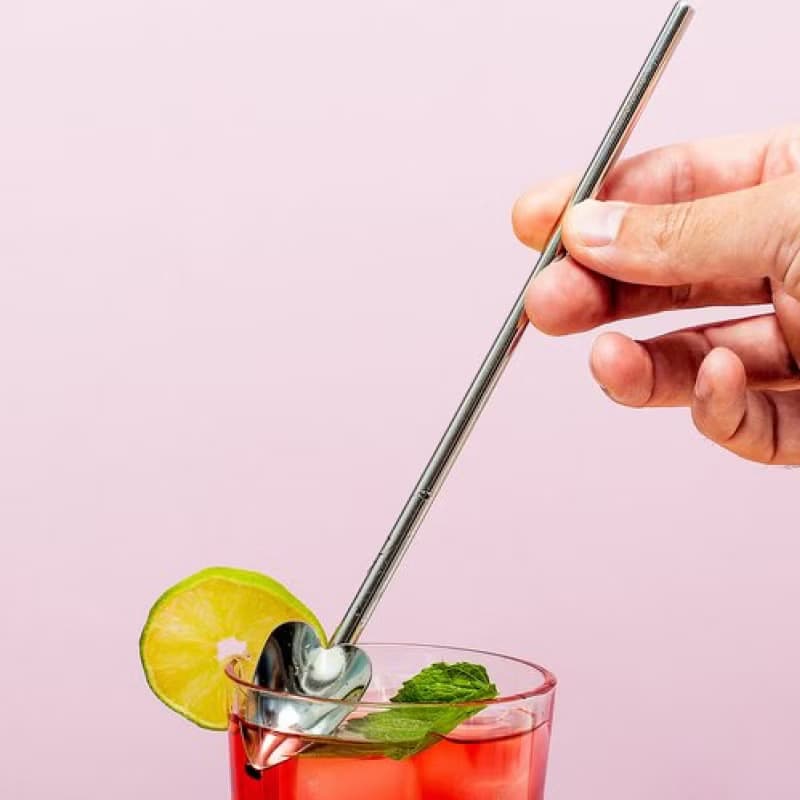 美國 kikkerland 心形勺子吸管長管多功能不鏽鋼飲料吸管環保長吸