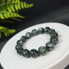 精品綠龍晶手串 顆顆滿龍紋 俄料綠泥石手珠 14mm 天然能量手環