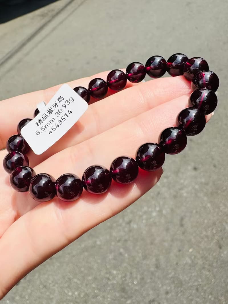 精品絕美晶體紫牙烏水晶8.5mm30.95g美容水晶氣血循環