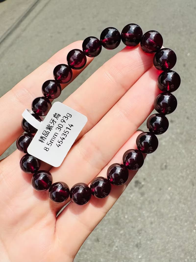 精品絕美晶體紫牙烏水晶8.5mm30.95g美容水晶氣血循環