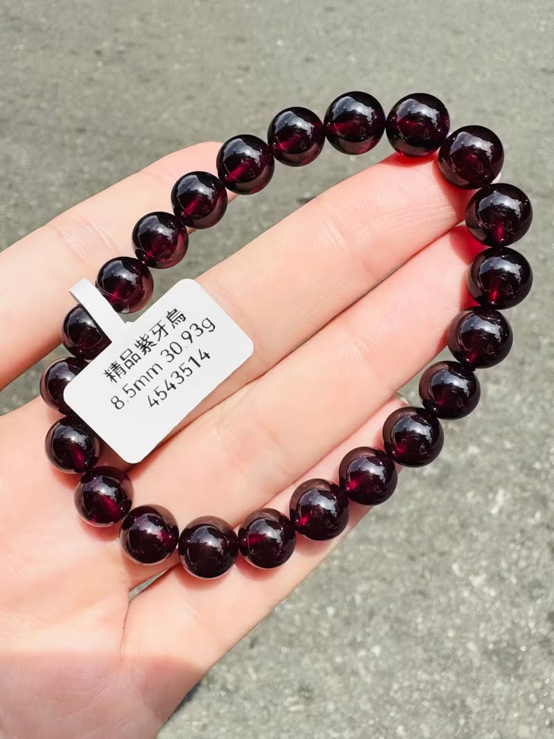 精品絕美晶體紫牙烏水晶8.5mm30.95g美容水晶氣血循環