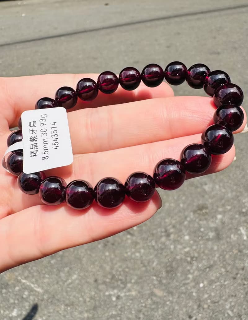 精品絕美晶體紫牙烏水晶8.5mm30.95g美容水晶氣血循環