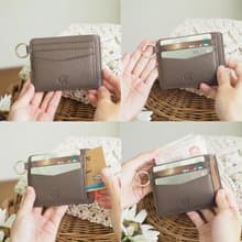 June (Cedar):  Multi-card holder, card case, slim wallet, Brown-grey wallet