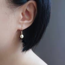 典雅優質 淡水珍珠 蛋型  14Kgf 包金耳環