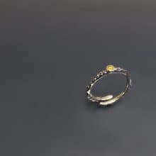 實物系列-有機質感黃寶石925銀開口戒