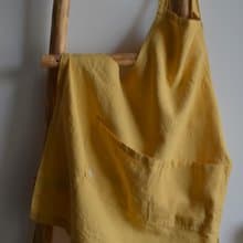 Linen apron for kitchen and garden, with pocket, home clothes, gift for hostess