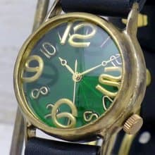 214B GR  On Time-B  GR(グリーン)文字盤 Mens Brass 手作り腕時計