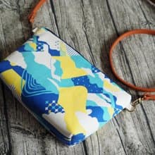 手工縫製托特側肩包帆布手袋化妝包 和風粉藍富士山圖案