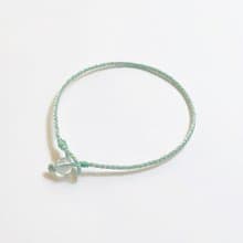 海藍寶四股編超細蠟線編織手環( 淺綠+米黃)