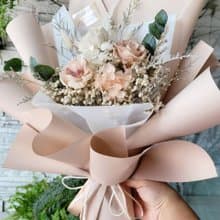 海藏設計│浪漫迷人。奶茶乾燥花束 永生花束