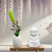 文青簡約風 淨念吉祥之育德小佛 原木底座系列 搭配永生花擴香瓶