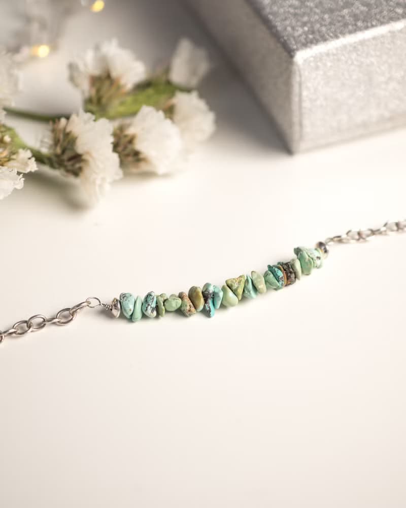 Natural Turquoise Bracelet, 925 Sterling Silver, Gift to Mom, Taurus Birthstone