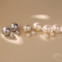 純銀珍珠耳釘  精緻耳飾 前後兩戴法式耳環 生日禮物 交換禮物
