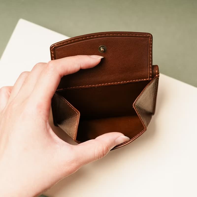 【24hr快速出貨】文藝打褶真皮三折短夾-兩色(075360)