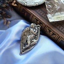 新藝術風格英國製925純銀長髮仙子胸針/別針/美國西洋古董飾品