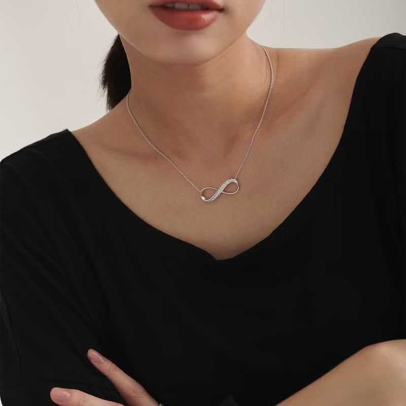 愛無限鑲鑽項鍊 鋯石項鍊 精緻經典