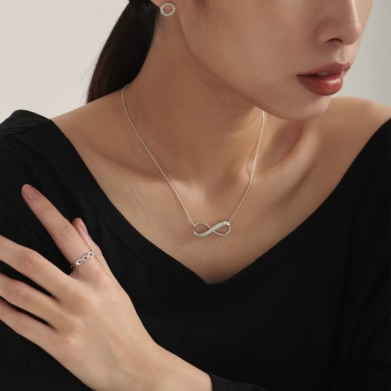 愛無限鑲鑽項鍊 鋯石項鍊 精緻經典