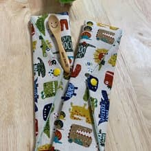 文青風環保纯棉筷袋 摩登侏羅紀 原胚情懷 日本  潮物 收纳 手作