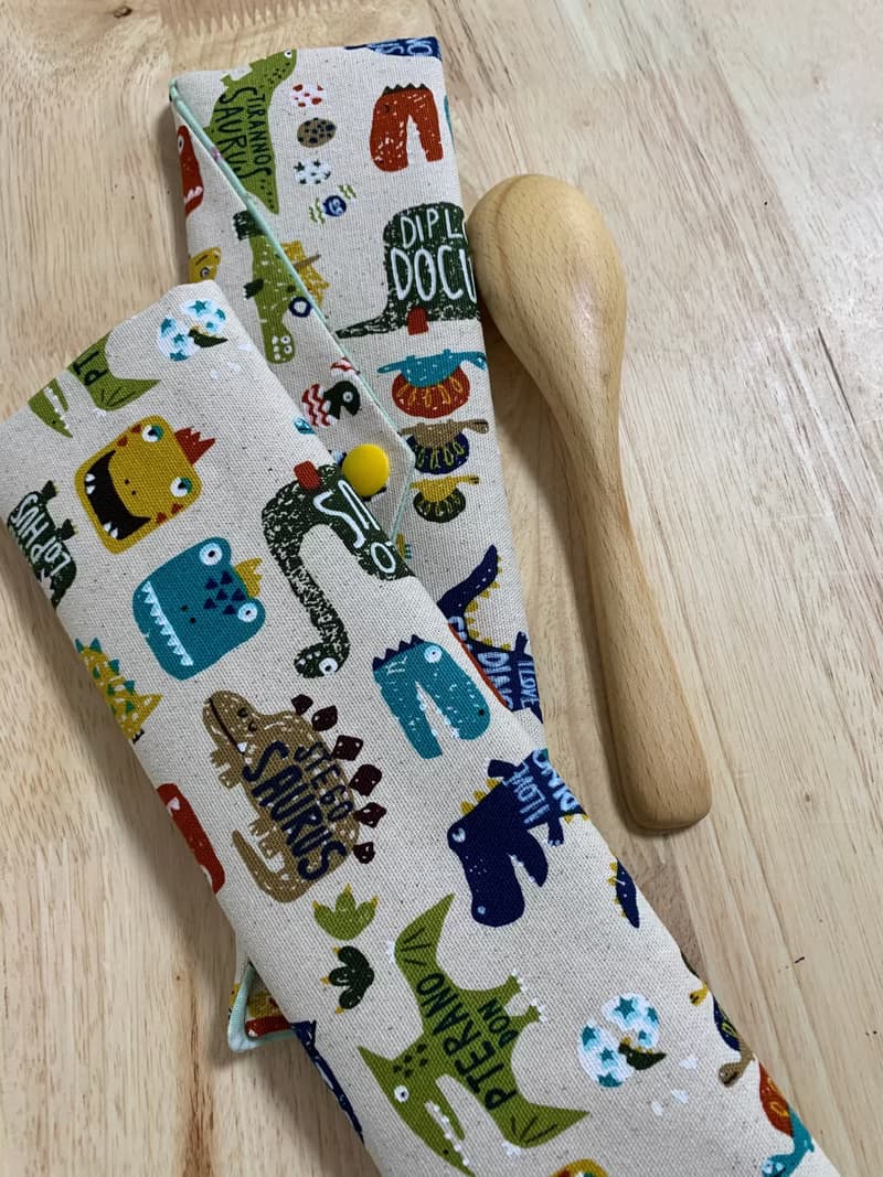 文青風環保纯棉筷袋 摩登侏羅紀 原胚情懷 日本  潮物 收纳 手作