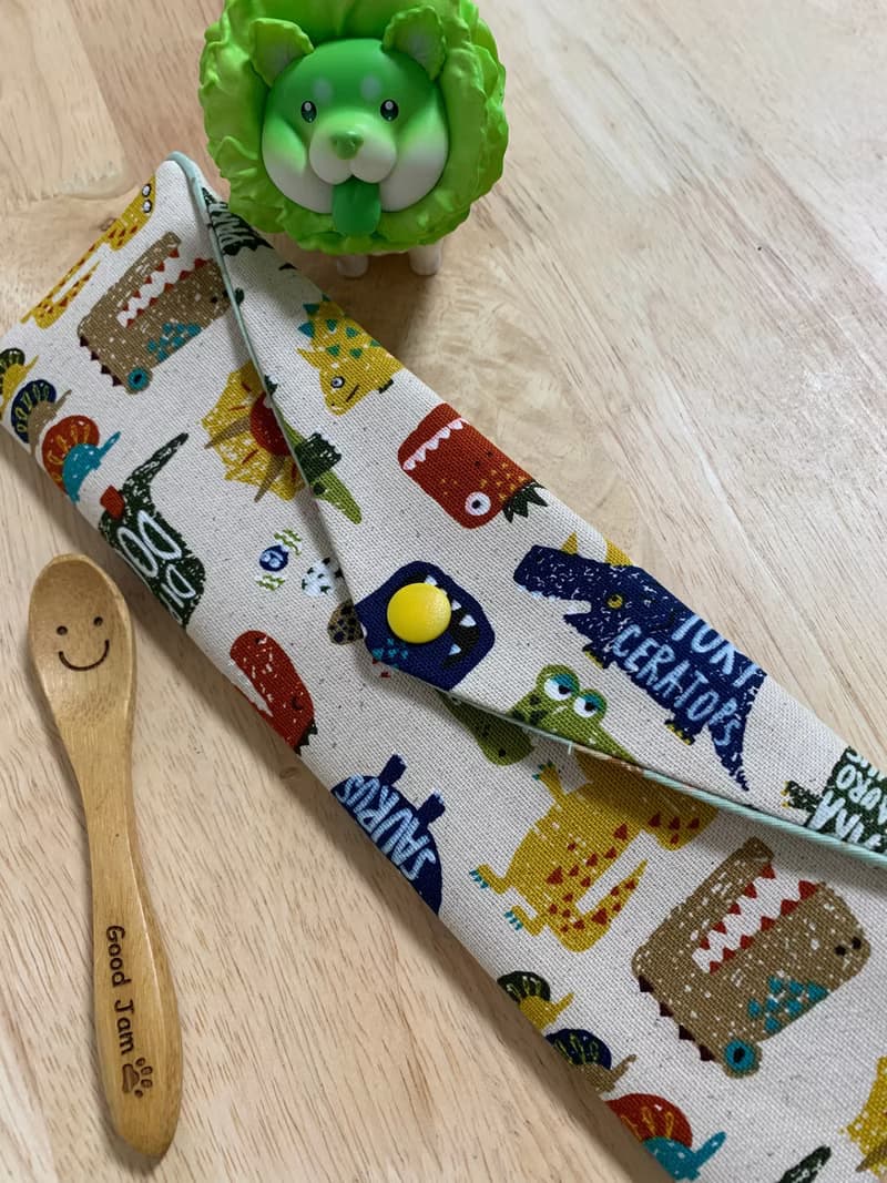 文青風環保纯棉筷袋 摩登侏羅紀 原胚情懷 日本  潮物 收纳 手作