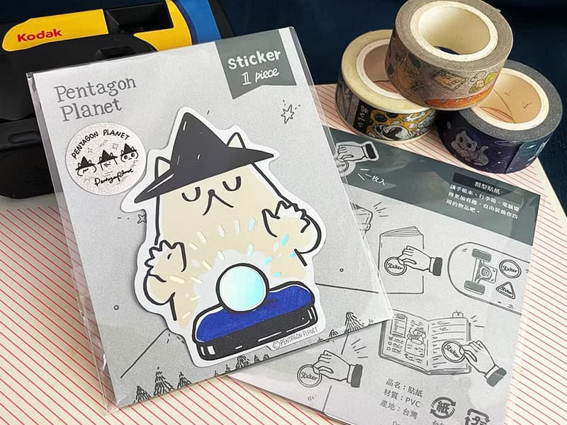 狐狸占卜大貼紙 2入  行李箱貼紙 造型貼紙 /五角星球