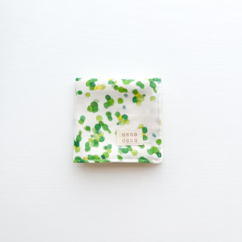 green white　ガーゼハンカチ　オーガニックコットン
