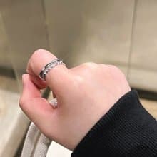 Hi Onion銀河邊緣 小眾情侶鍍銀戒指設計感高級雙層素圈不挑手型