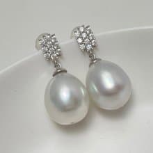 天然海水珍珠 澳白珍珠 S925銀14K注金 靈動 耳環