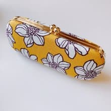 黃底大白花眼鏡盒/筆盒/首飾盒