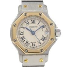 【日本直送】カルティエ CARTIER サントスオクタゴンSM 腕時計 cal.87 SS×YG クオーツ アナログ表示 ホワイト文字盤 レディース【中古】