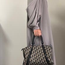 【 日本直送　名牌中古包 】Christian Dior クリスチャン ディオール トロッター ハンドバッグ ネイビー ジャガード ミニボストン 6524f6