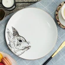 森林小夥伴系列 - Rabbit手指兔20cm 金邊骨瓷餐盤