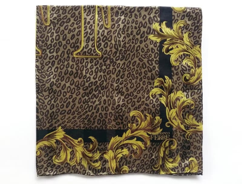 Gianfranco Ferre Vintage Women Scarf Tiger Baroque GFF Vintage 23.5 x 23 inches