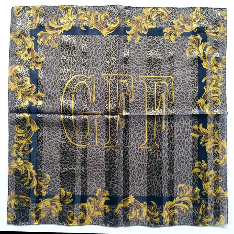 Gianfranco Ferre Vintage Women Scarf Tiger Baroque GFF Vintage 23.5 x 23 inches