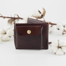 簡約皮革短夾 皮夾  咖啡紅色  手工製作